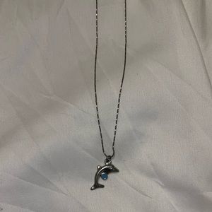 Silver Summer Dolphin Blue Choker and Necklace